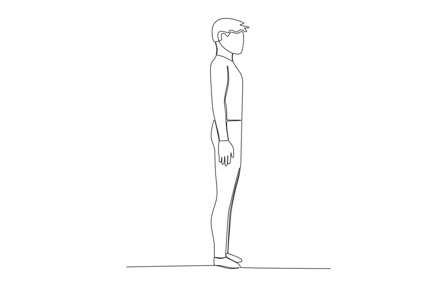 A man stands facing right forming a 90-degree angle vector