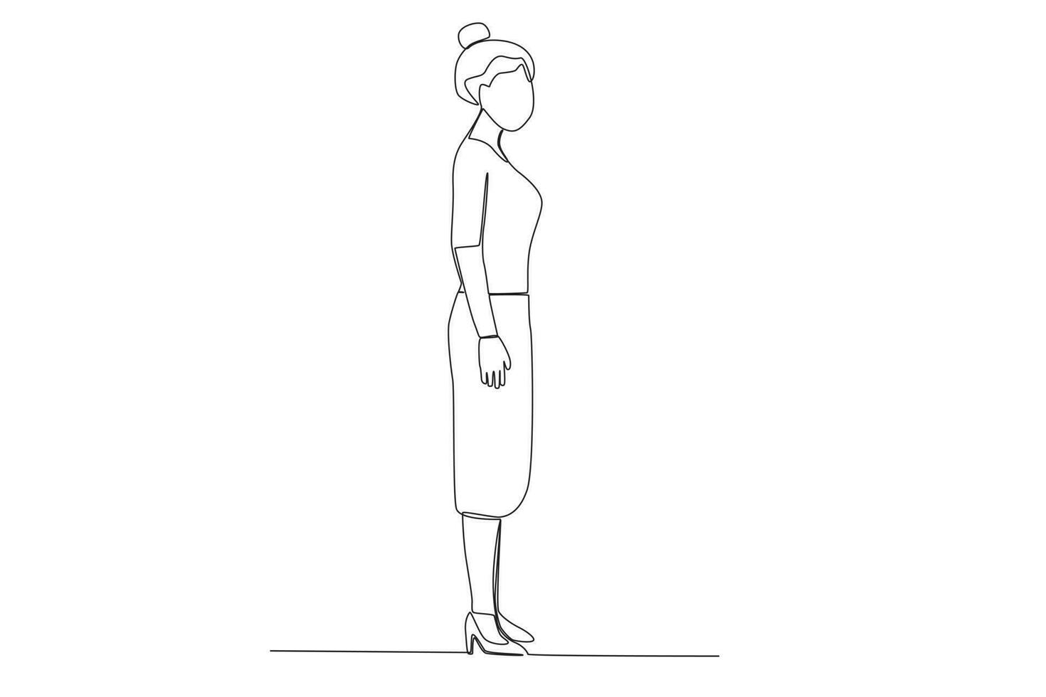 A woman facing right forms a 90-degree angle vector