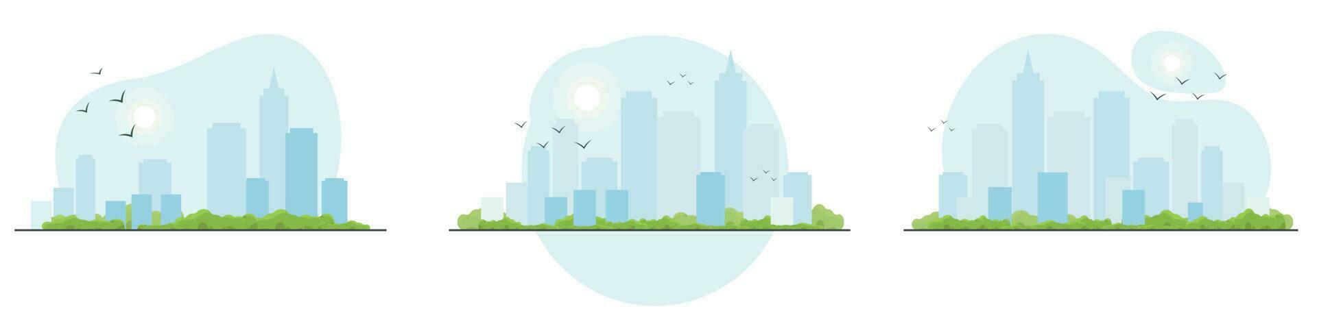 conjunto de urbano paisaje fondos.ciudad paisaje. paisaje urbano en plano estilo. vector