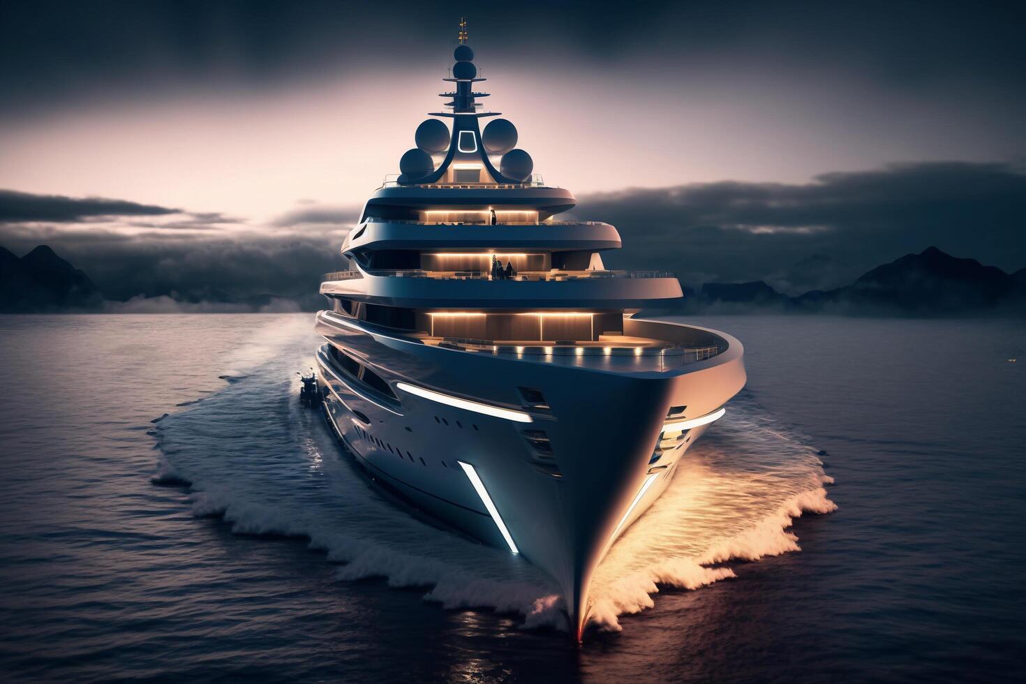 The cruise is among the sea with . photo