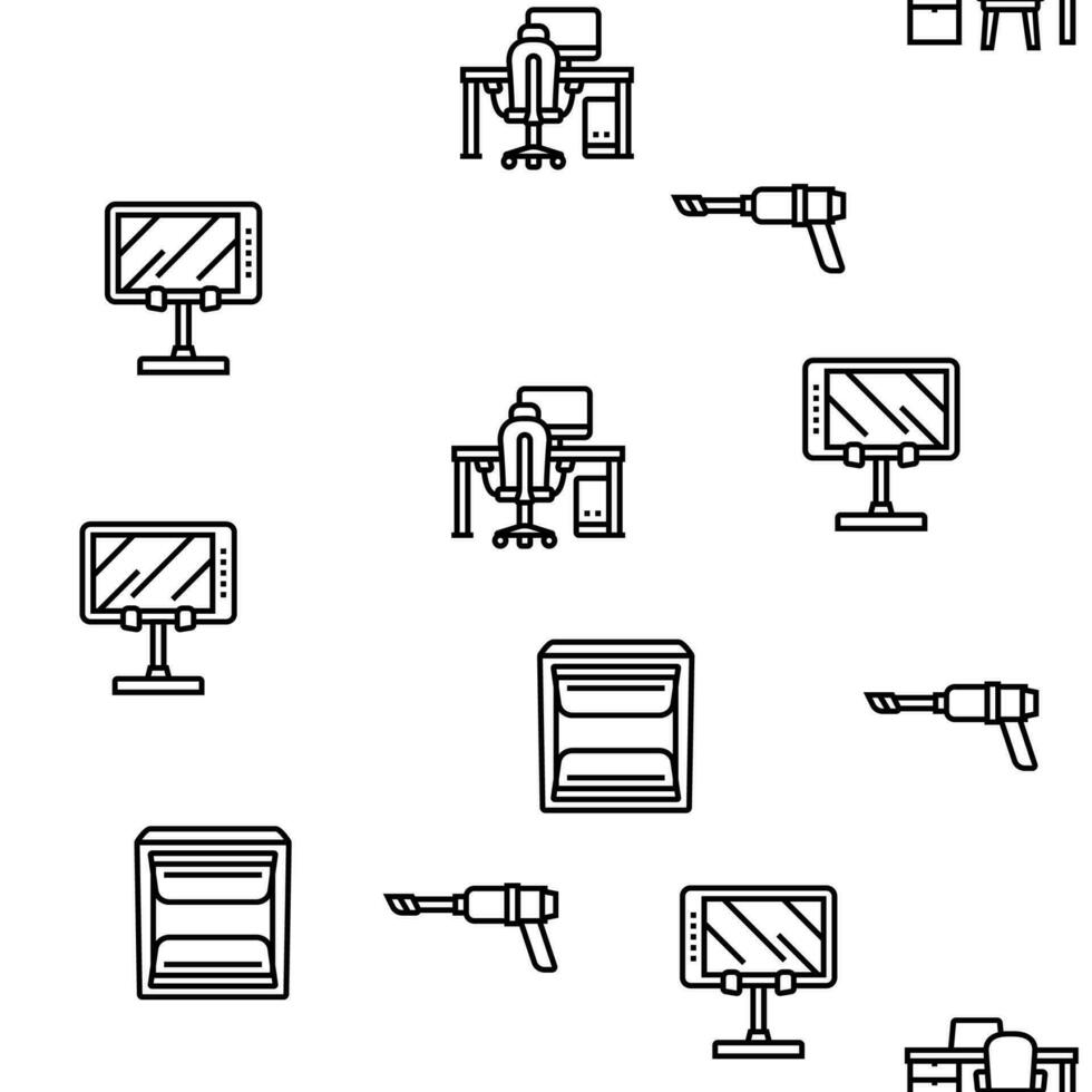 office gadget computer business vector seamless pattern