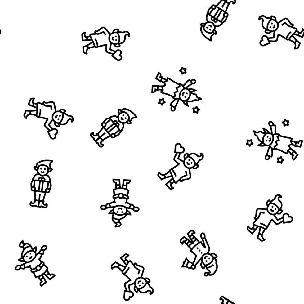 elf christmas cute character vector seamless pattern