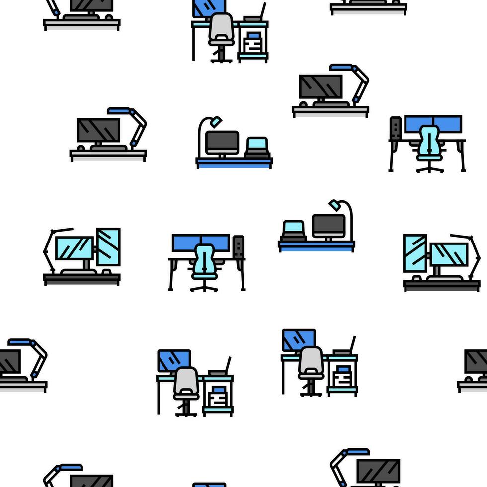 office gadget computer business vector seamless pattern