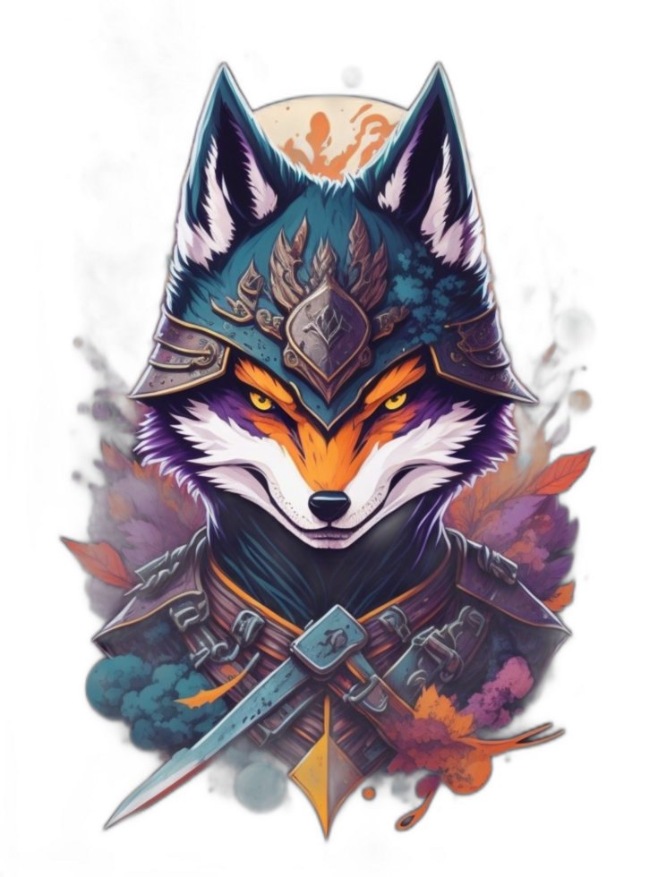 Fox Ninja design MultiColor 1 png