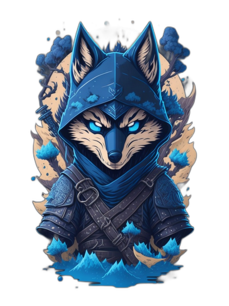 Fox Blue Ninja design 2 png