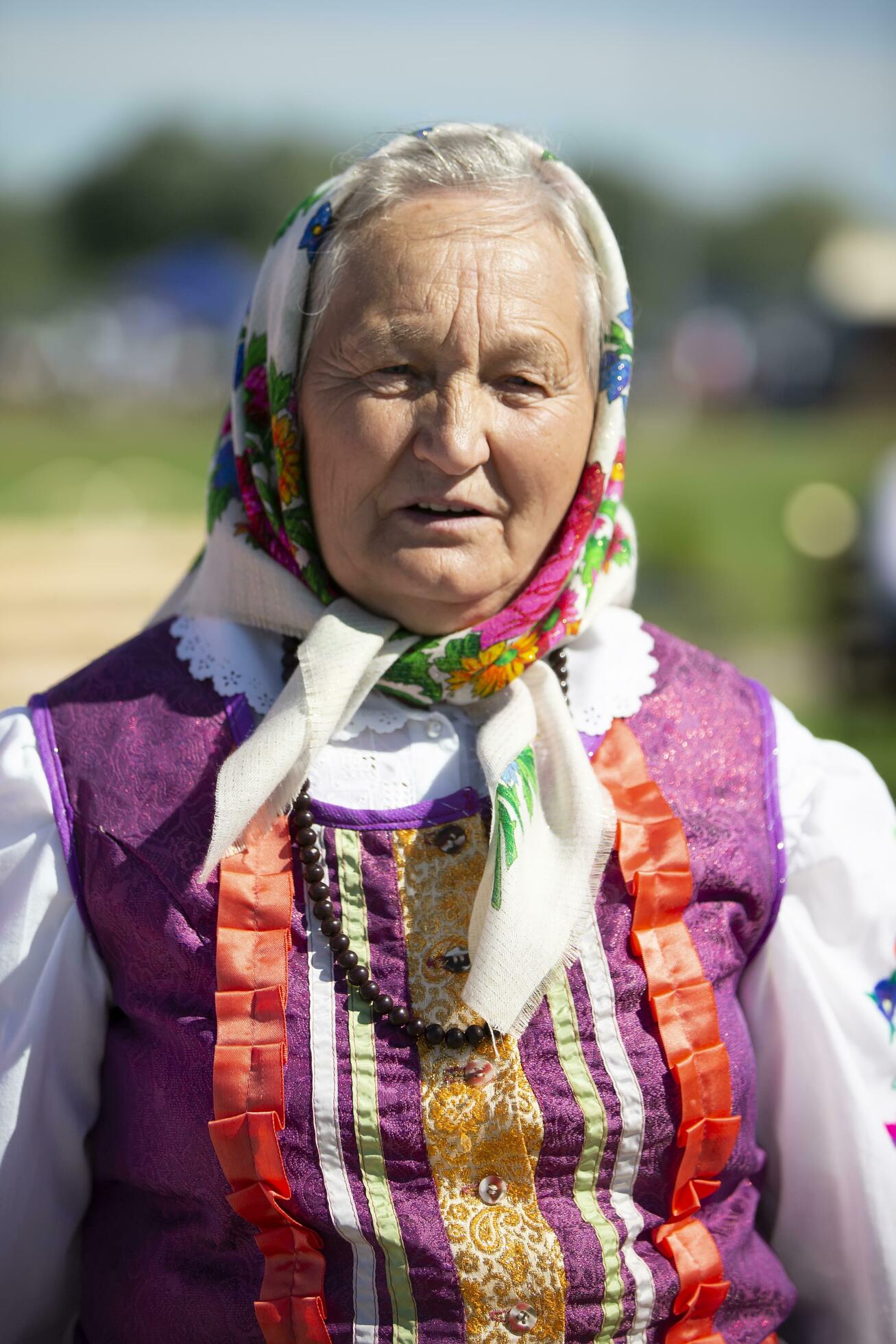 08 29 2020 Belarus Lyakhovichi City Festival Old Slavic Woman In National Dress Russian