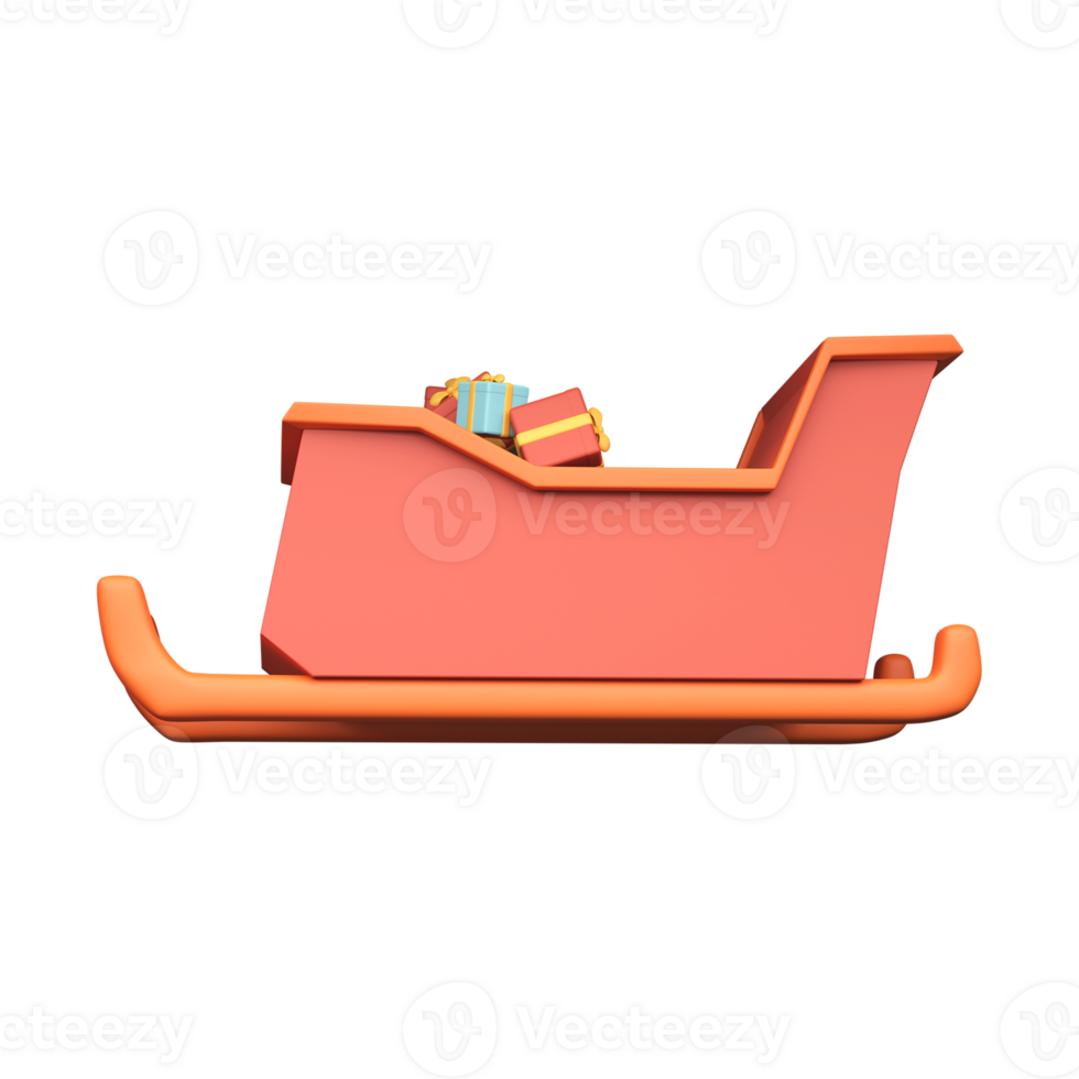 3D Render Of Gift Sleigh Icon In Pastel Red Color. png
