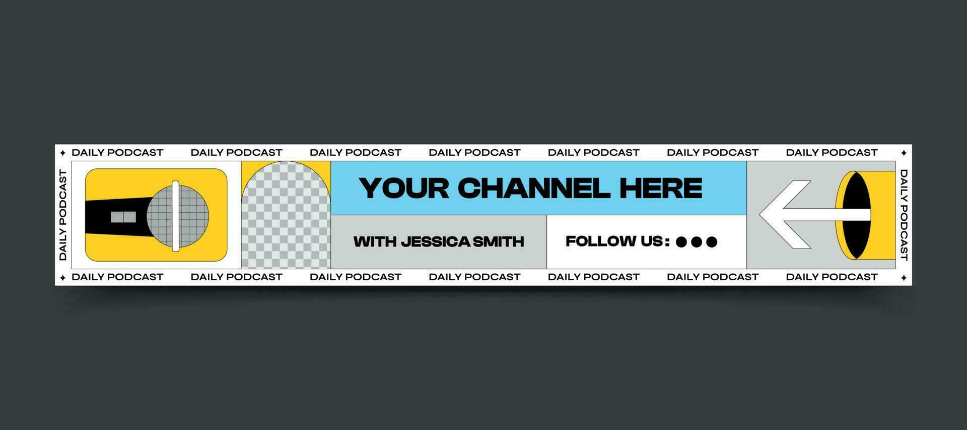 Create Buzz for Your Podcast with Stunning YouTube Banner Design Template vector