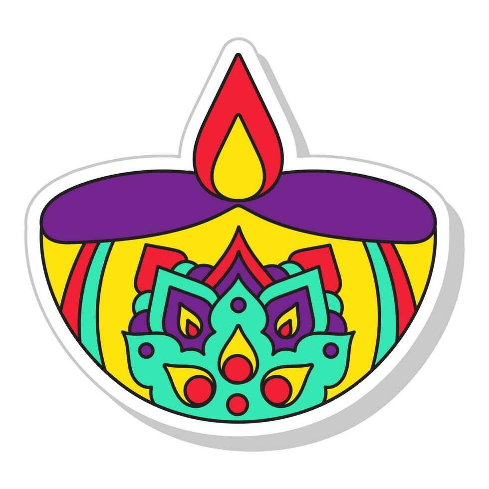 pegatina estilo vistoso floral diyali icono. vector