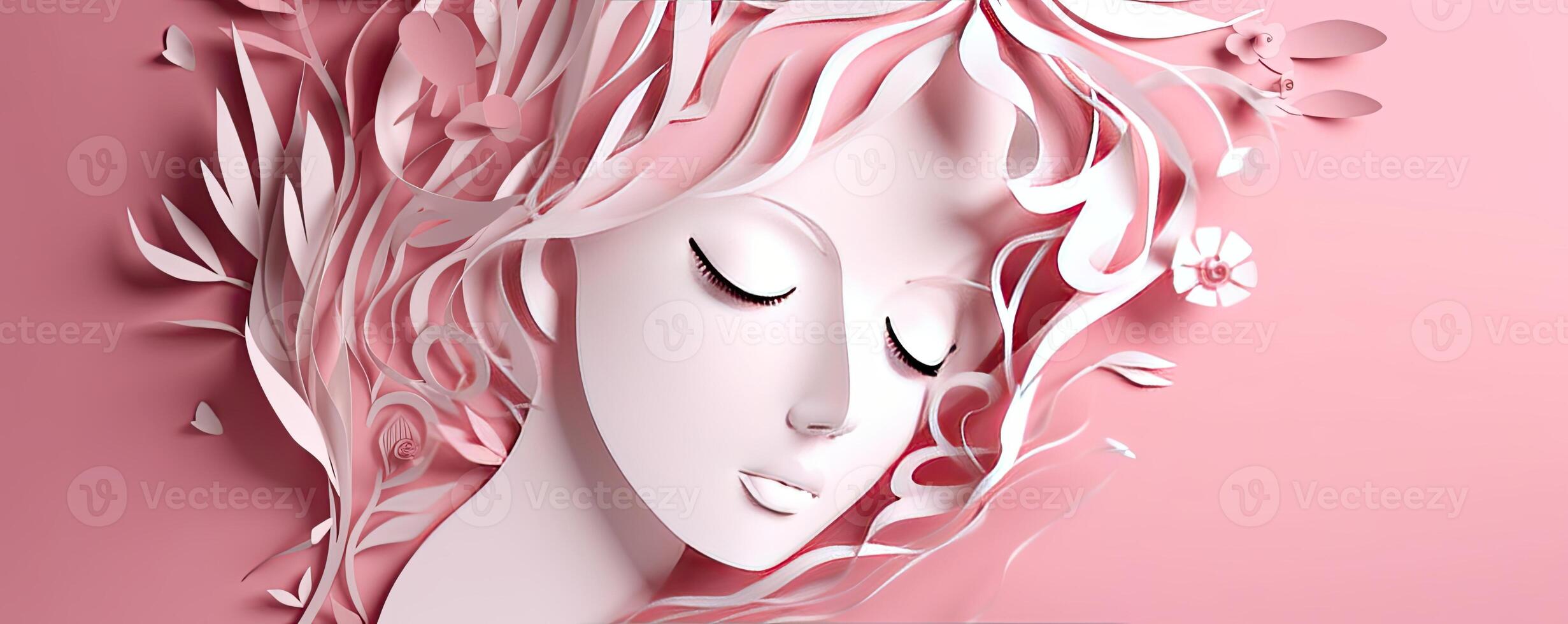 paper cut happy mather's day card happy mother's day paper drawing happy mather's day , in the style of simple, elegant compositions, light pink, minimalist backgrounds,Illustration photo