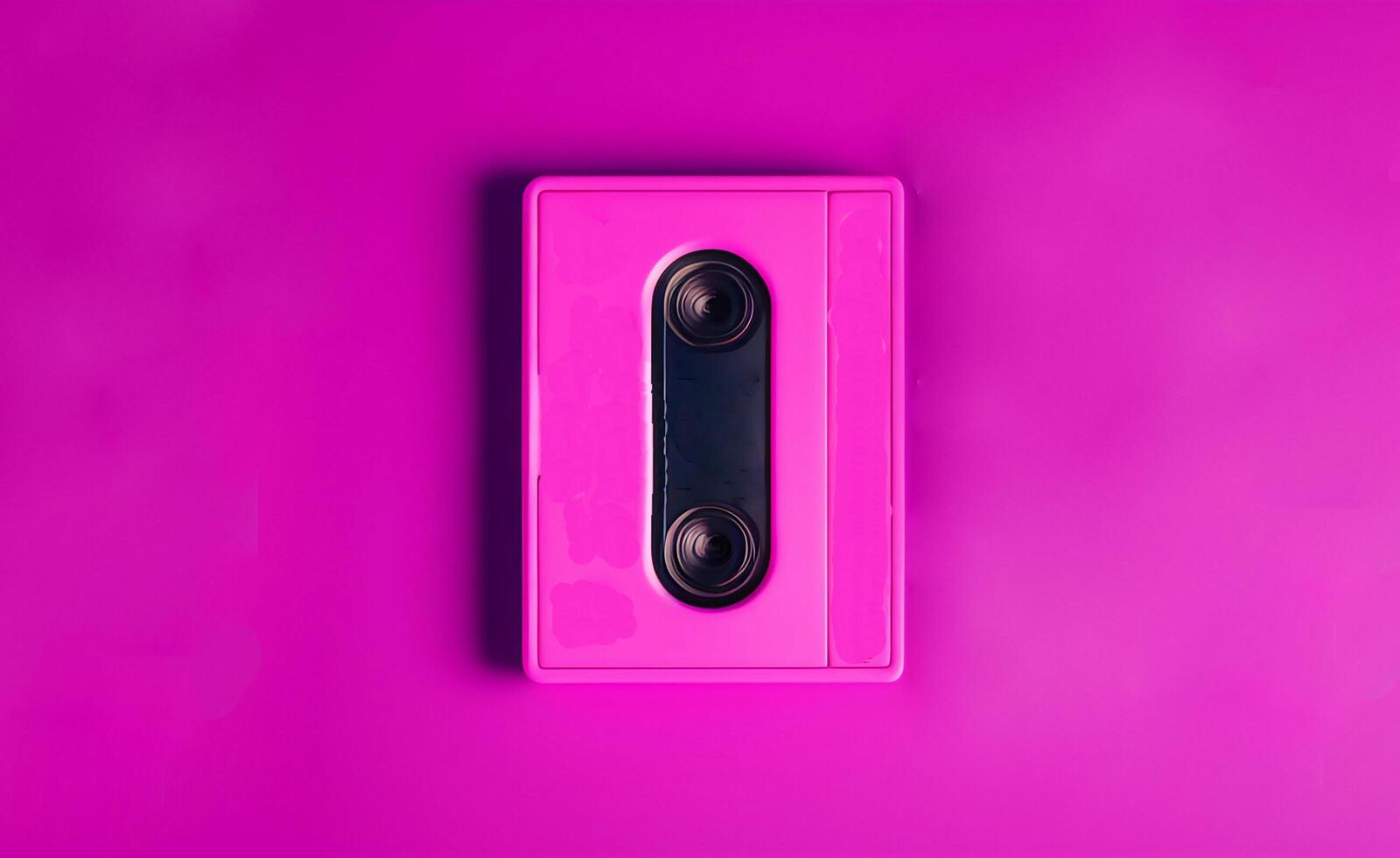 retro 80-90 audio cassette tinted burgundy,top view.One,minimalism.Generative a photo