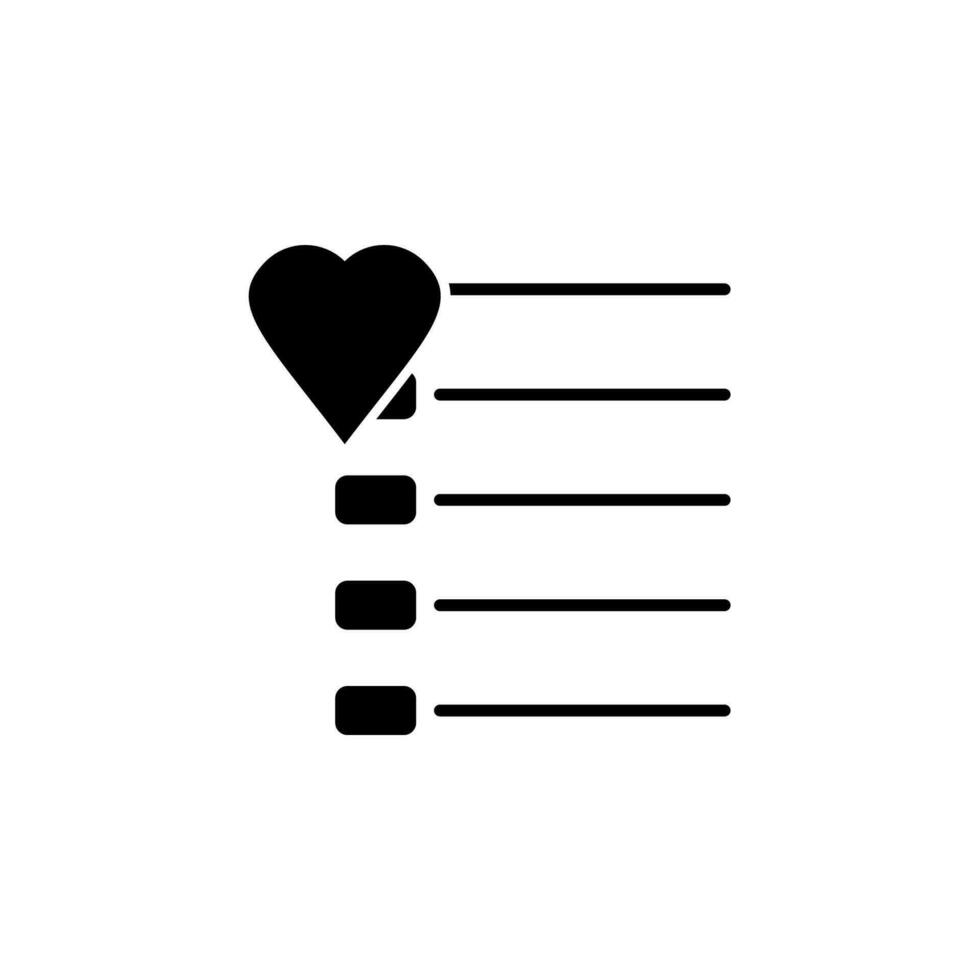 heart on the list vector icon illustration