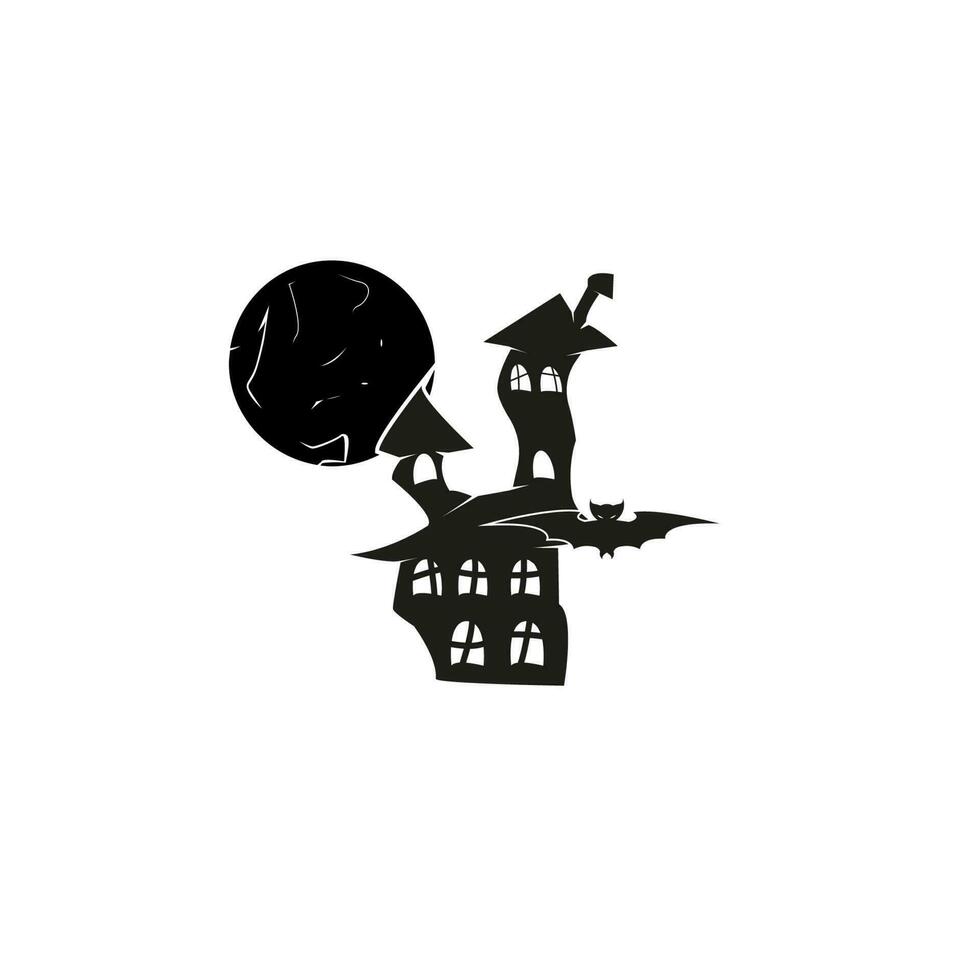 Happy Halloween Magic castle whith moon vector icon illustration