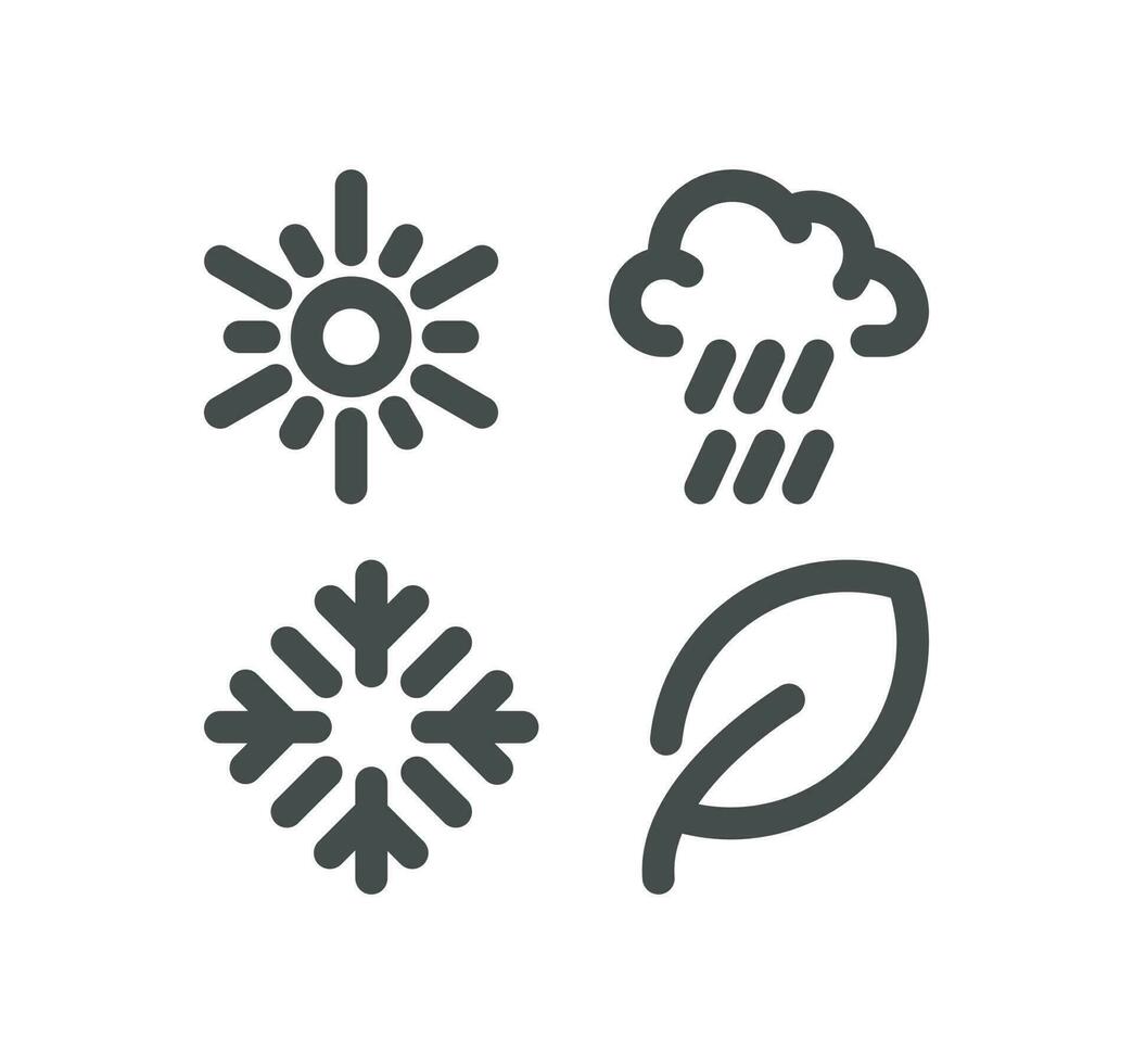 Four seasons and day parts related icon outline and linear vector. vector