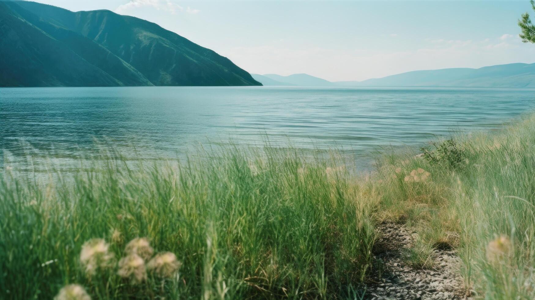 Baykal lago en verano. ilustración ai generativo foto