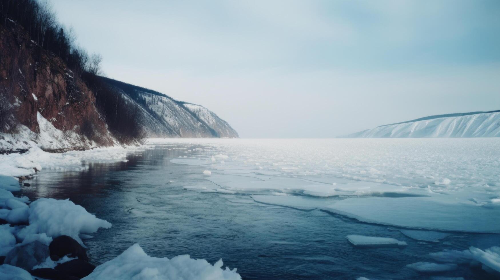 Baykal lago en invierno ilustración ai generativo foto