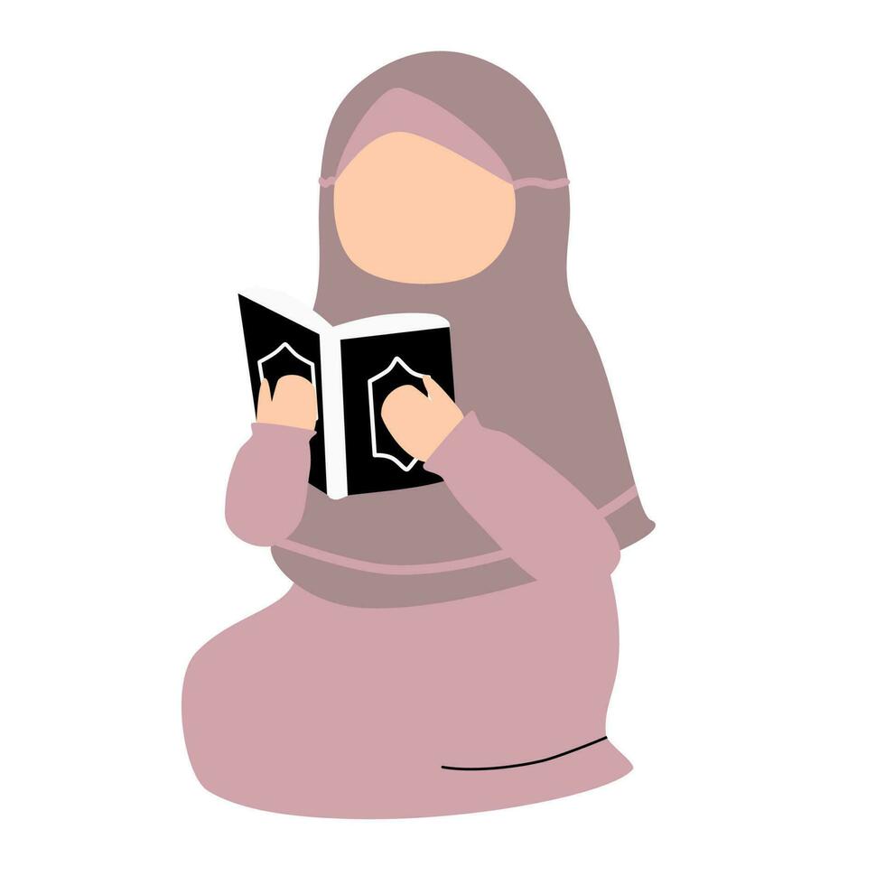 Illustration of muslim girl read quran vector