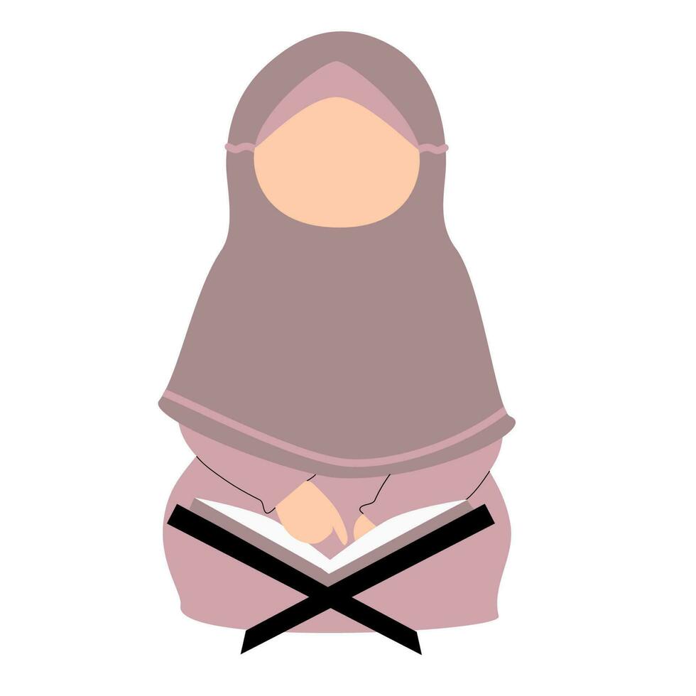 Illustration of muslim girl read quran vector