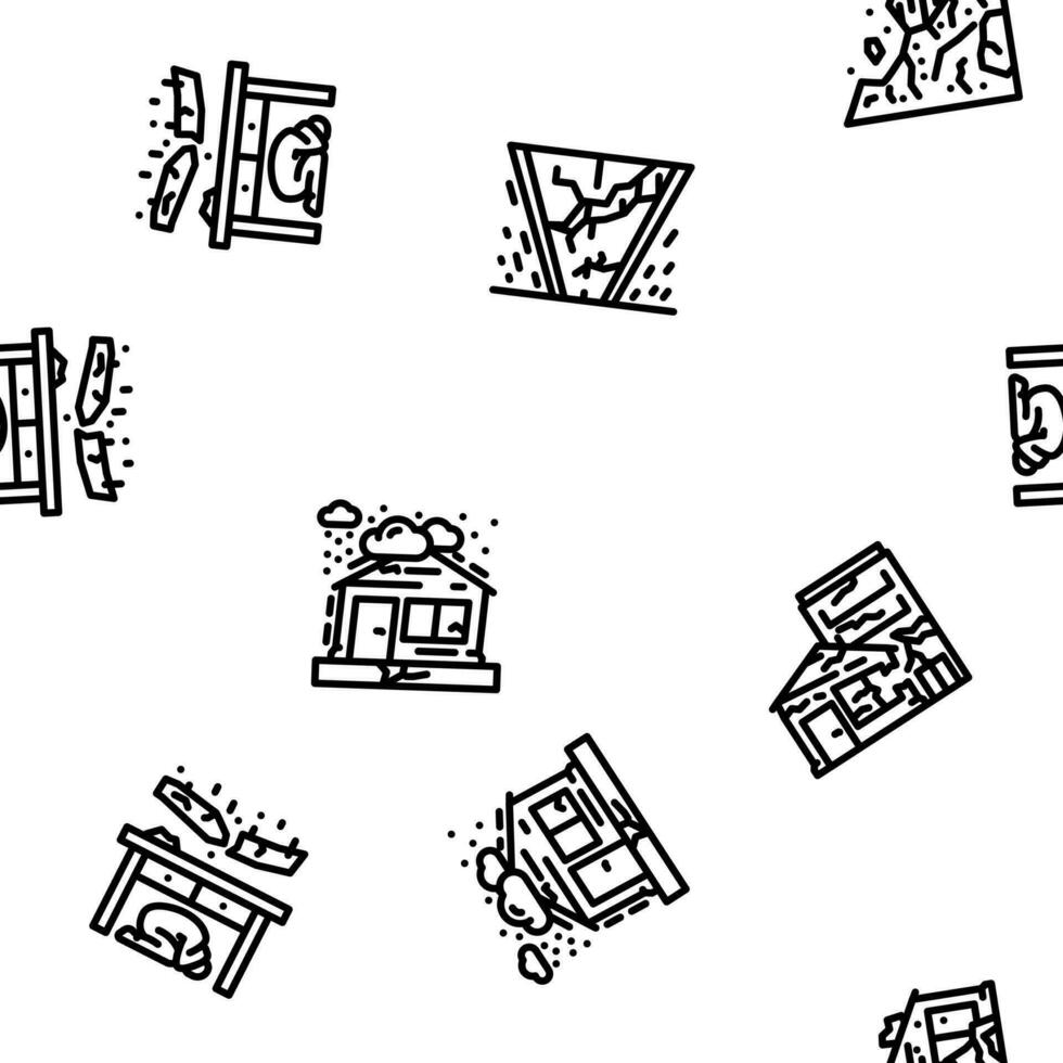 earthquake damage destruction vector seamless pattern