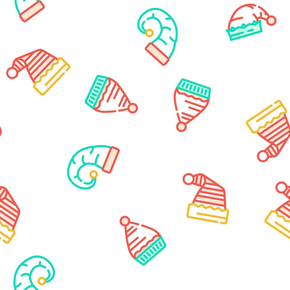 elf christmas cute xmas hat vector seamless pattern