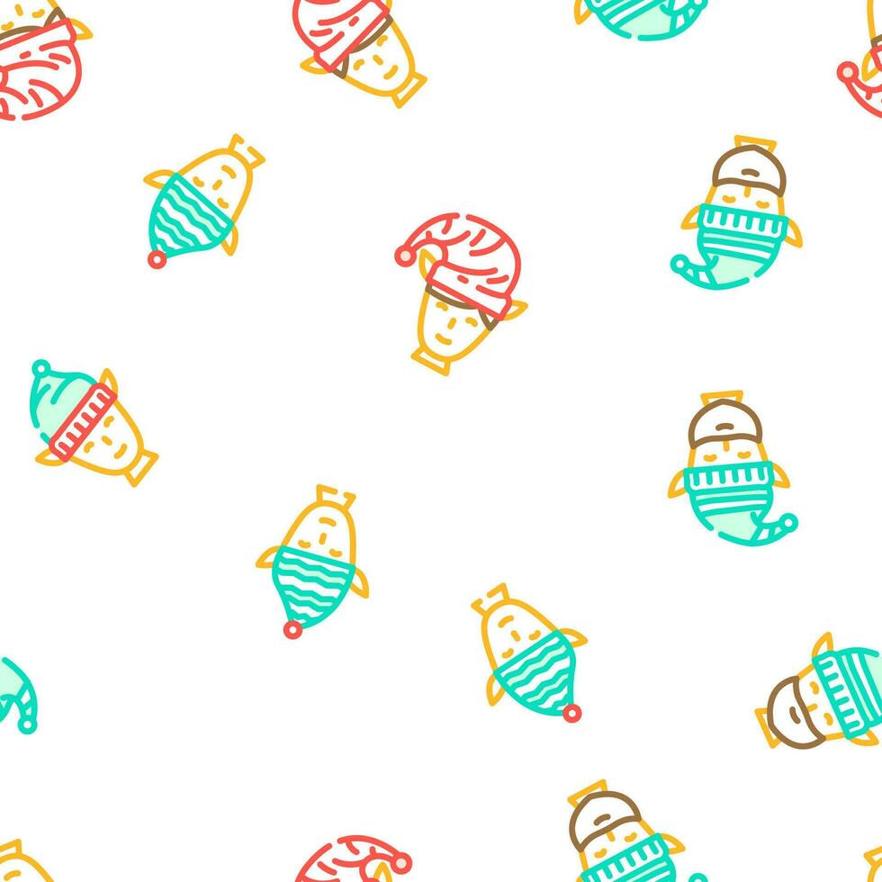 elf christmas cute xmas hat vector seamless pattern