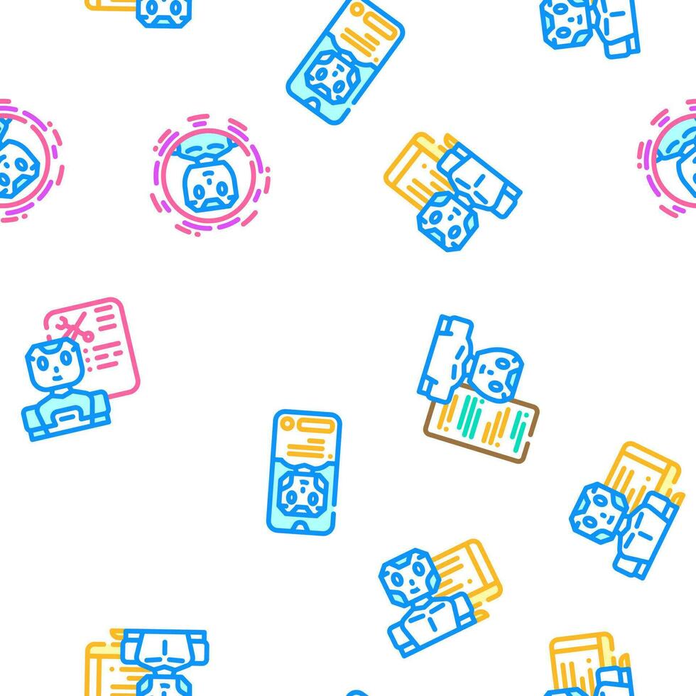 chat bot robot service vector seamless pattern