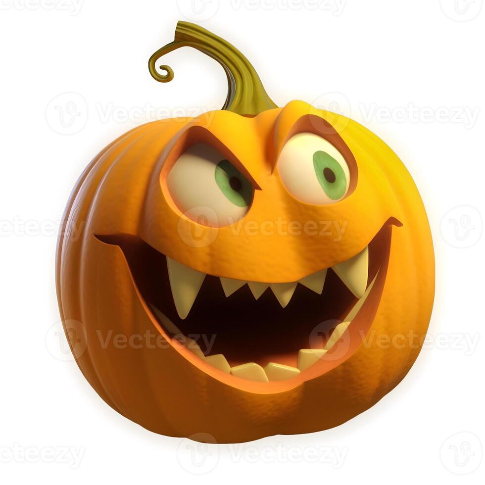 content, Cartoon fruit character,angry pumpkin, with face and eyes isolated on white background. Fruit series. photo