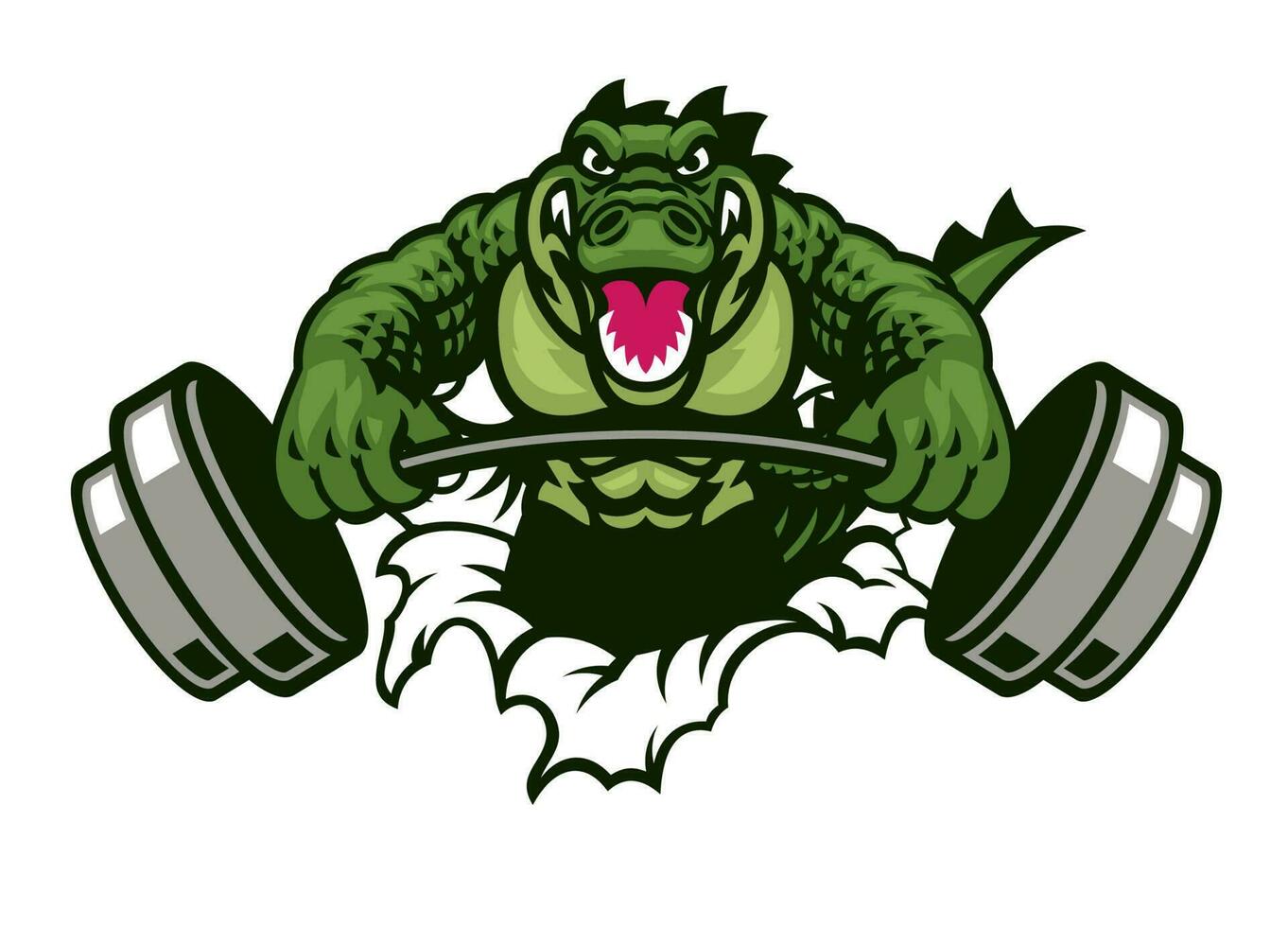 Bodybuilder Gym Mascot of Muscle Crocodile vector