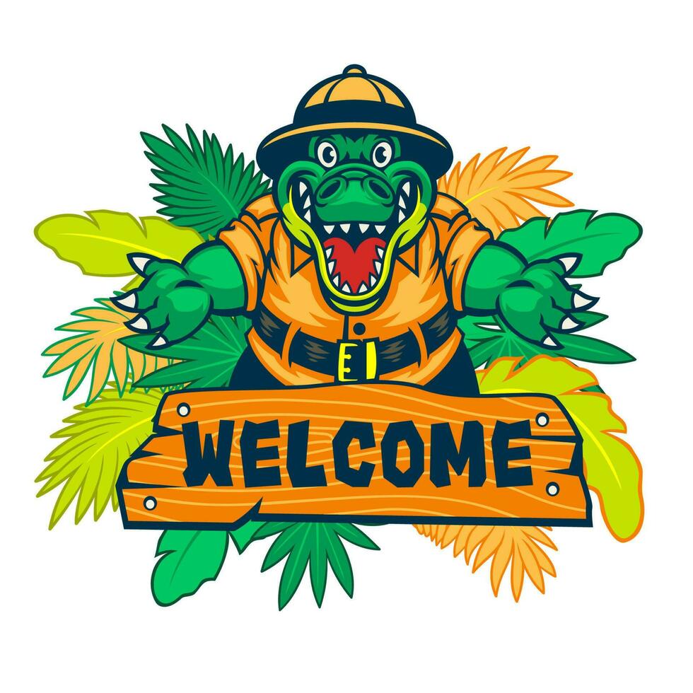 Crocodile as Zoo Keeper's mascot vector