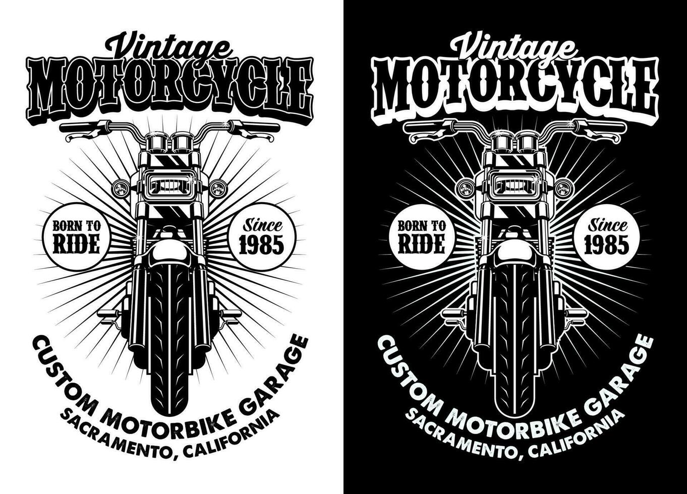 Black And White of Vintage Custom Motorcycle Garage vector