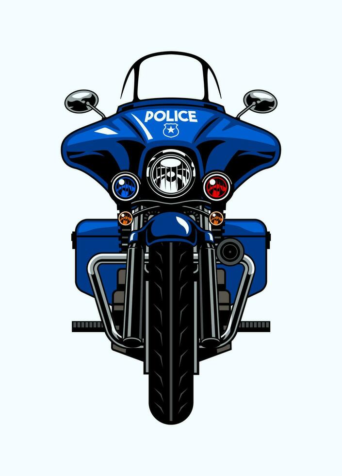 Front Side View of Police Motorcycle vector