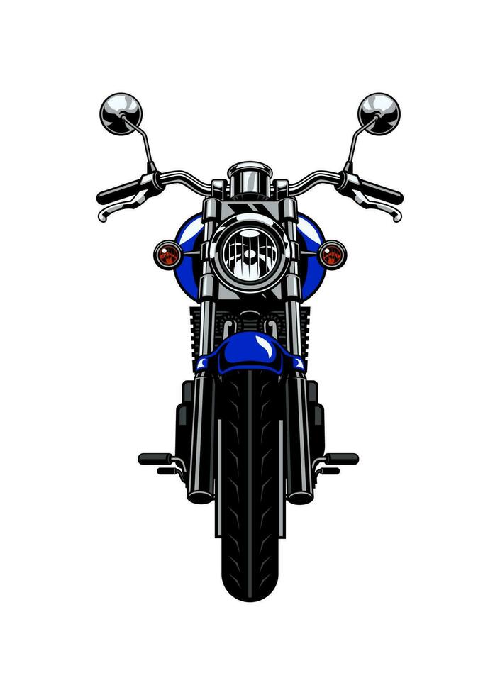Front Side View of Retro Motorcycle vector