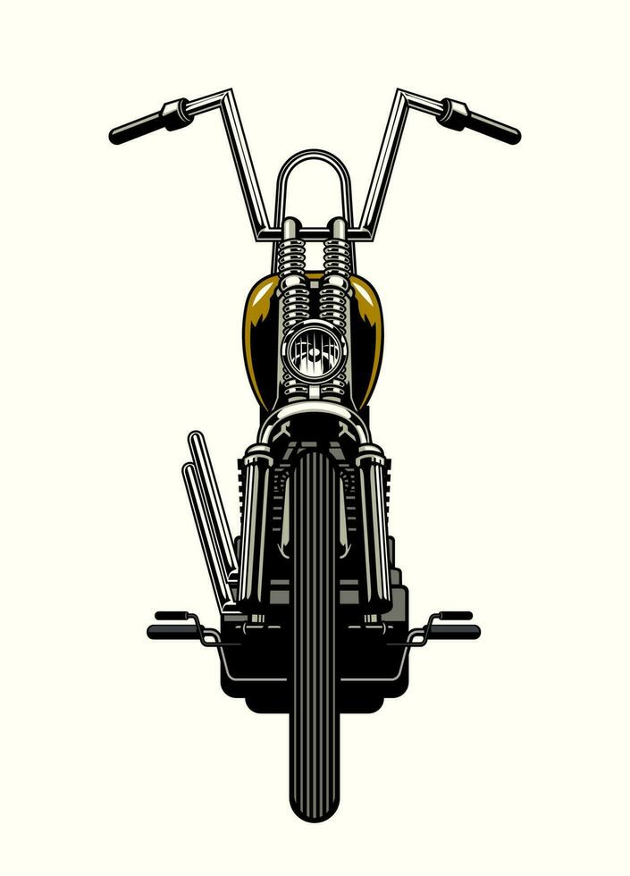 Front Side View of Vintage Chopper Motorcycle vector