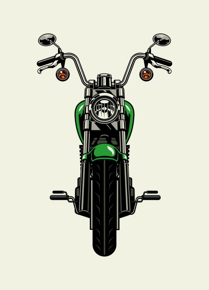 Front Side View vintage Motorcycle with High Handlebar vector