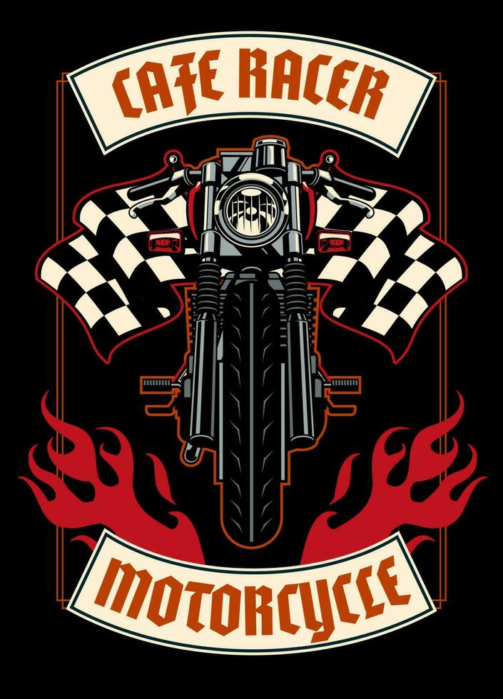 Clásico camiseta café corredor motocicleta vector