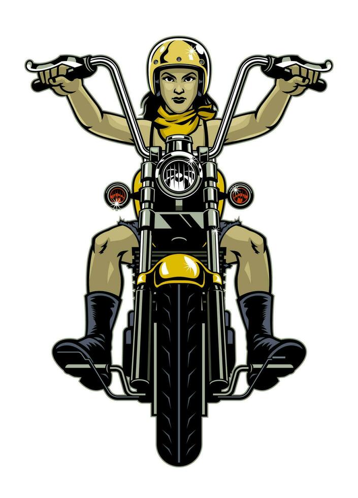 Women Biker riding Motorcycle vector