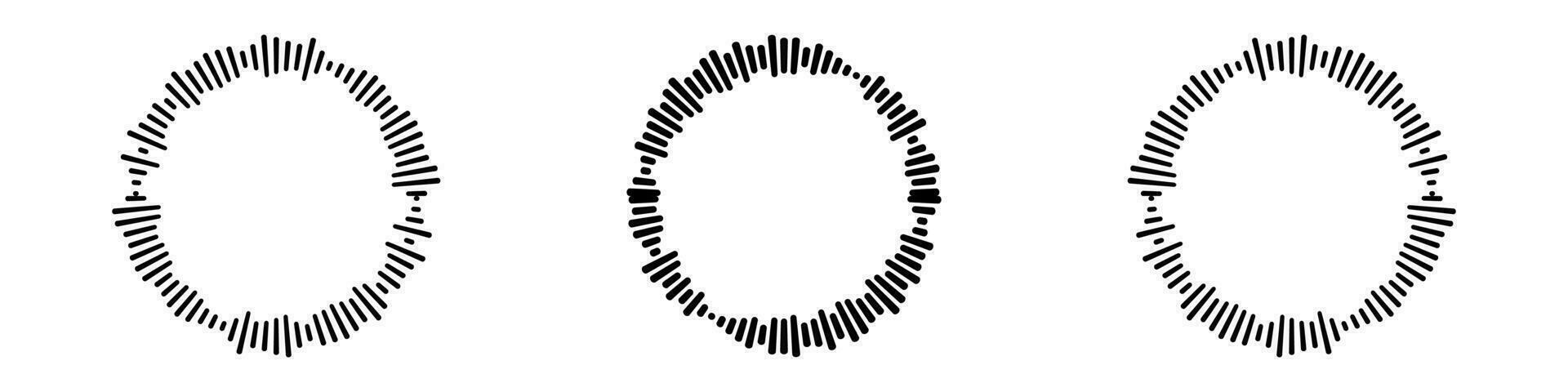 circulo audio olas colocar. circular música sonido gráfico diseño recopilación. redondo sonido y radial radio ecualizador.vector aislado ilustración vector
