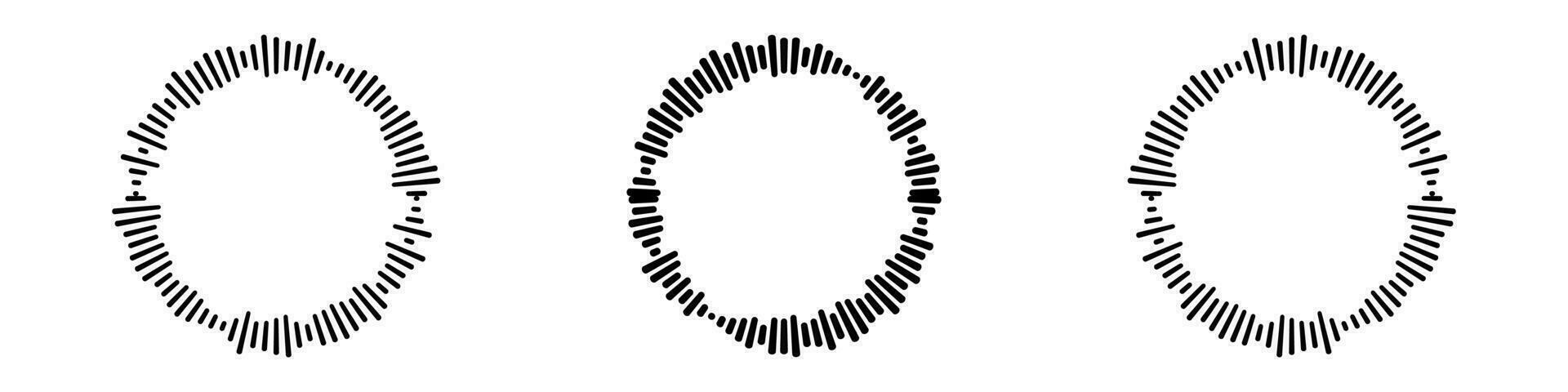 Circle audio waves set. Circular music sound graphic design collection. Round sound and radial radio equalizer.Vector isolated illustration vector