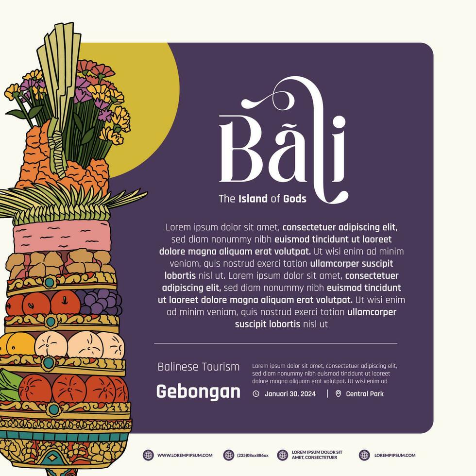 Gebongan Indonesia balinese culture layout idea for poster design illustration vector