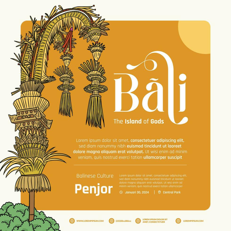 Penjor Indonesia balinese culture layout idea for poster design illustration vector