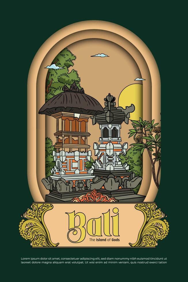 Magazine or Book cover template for tourism calender with Sanggah Balinese culture illustration vector