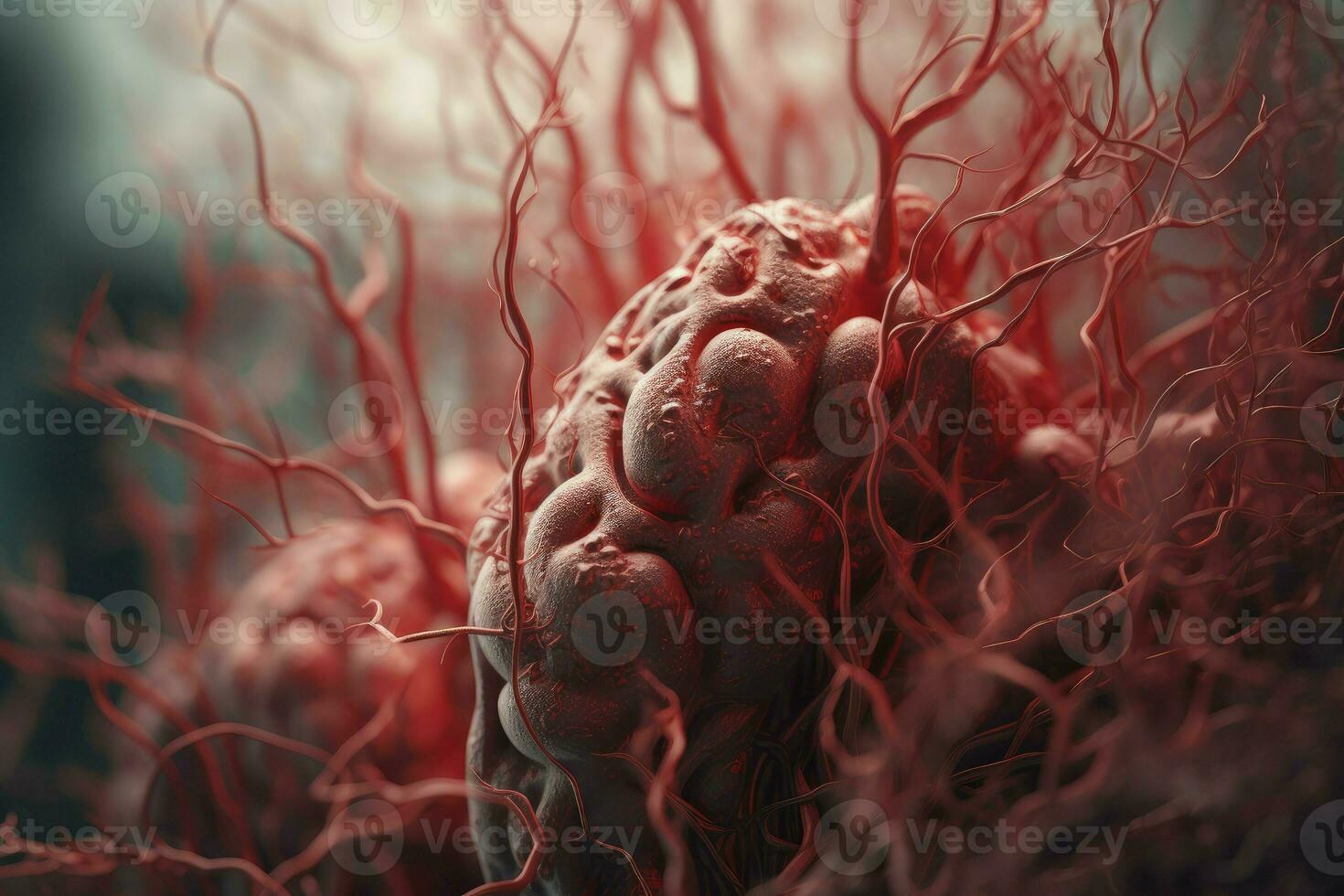 Blood vessels human brain. Generate Ai photo