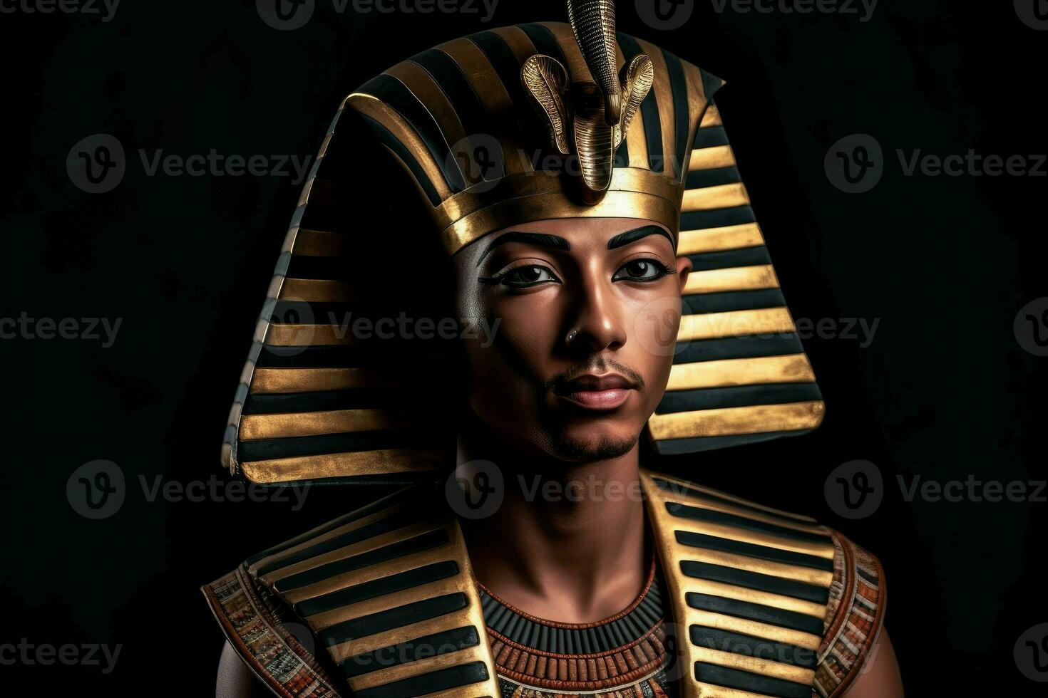 Portrait of young tutankhamun king. Generate Ai photo