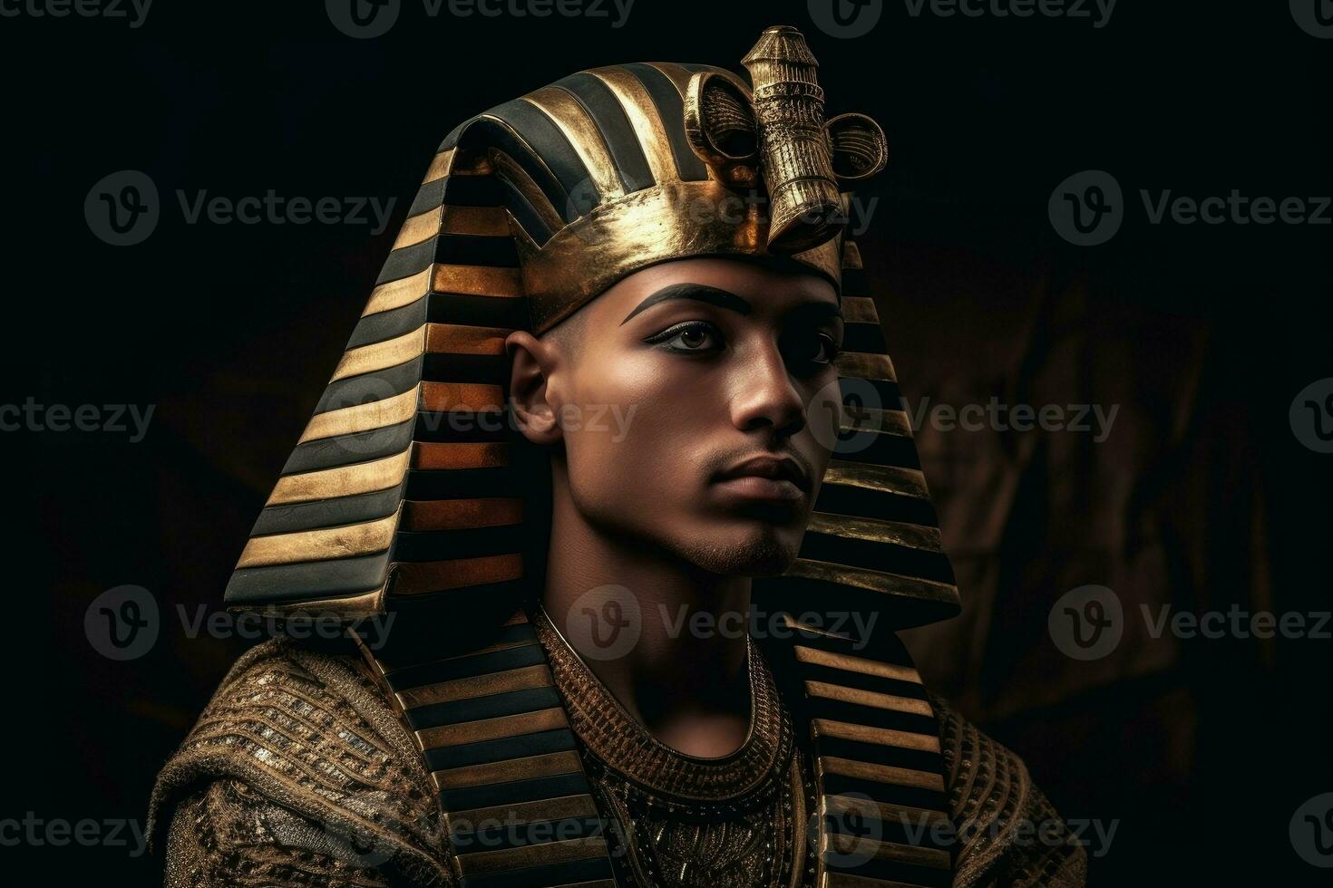 Portrait of young tutankhamun. Generate Ai photo