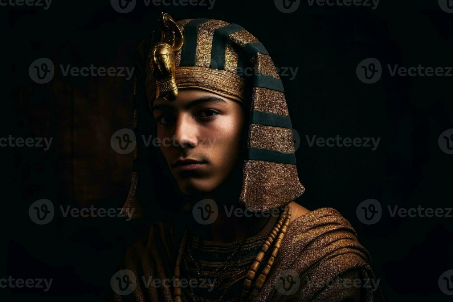 Portrait of young tutankhamun Mask art. Generate Ai photo