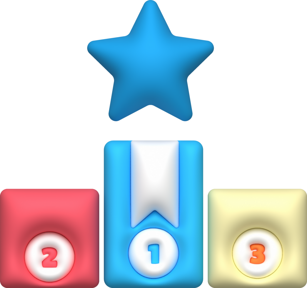 3D illustration Prize Podium 1st,2nd,3rd and stars on 1ST png