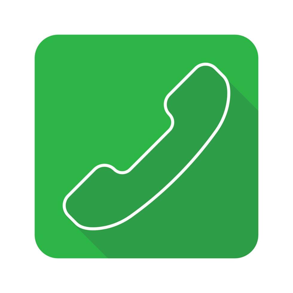 3D Green Telephone Call Flat Icon Vector, phone call accept button,Telephone Logo Icon, Green Incoming Telephone Call Vector With White and Green Color Long Shadow