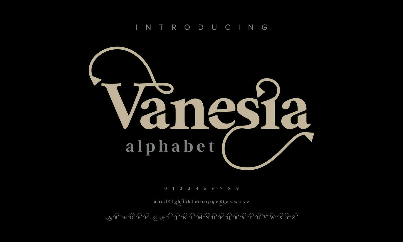 Elegant luxury vanesia abstract digital technology logo font alphabet. Minimal modern urban fonts for logo, brand etc. Typography typeface uppercase lowercase and number. vector illustration