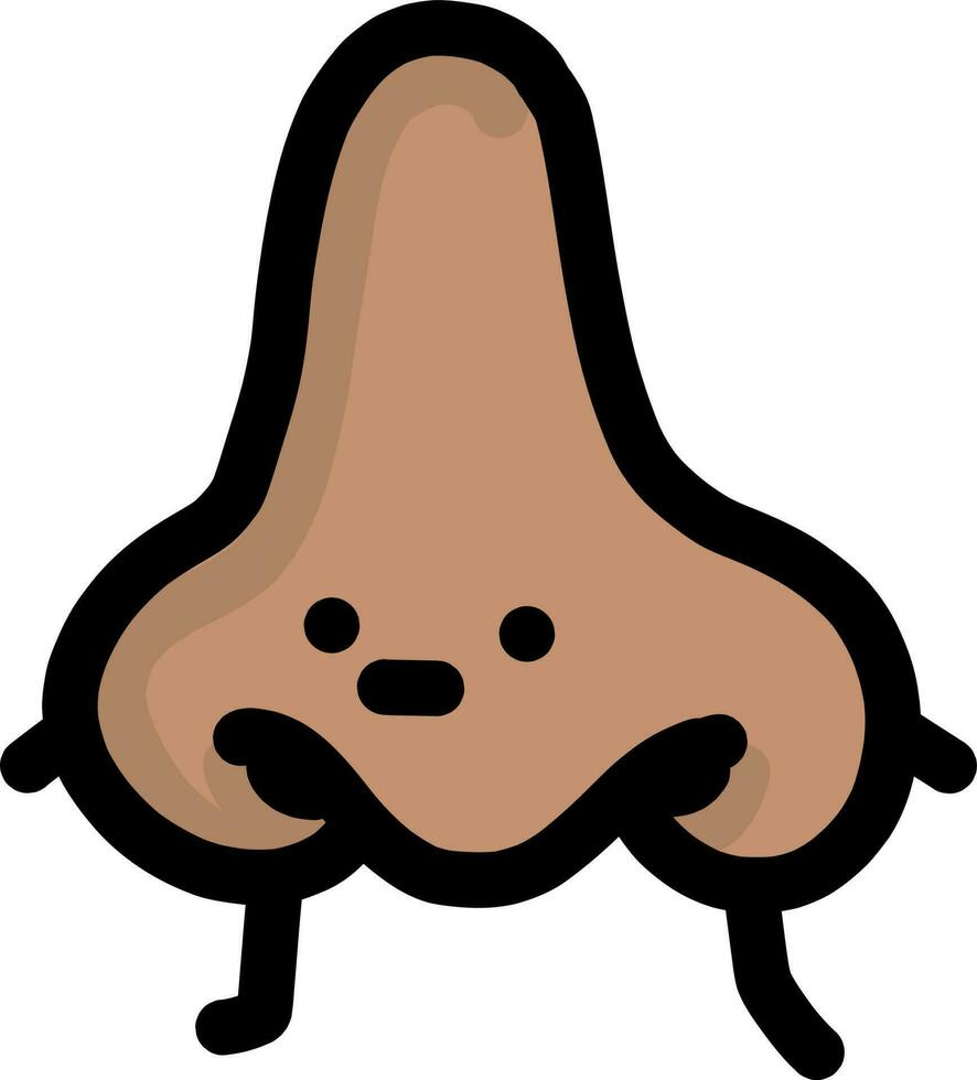 Illustrated friendly-looking nose with arms, legs and a face vector