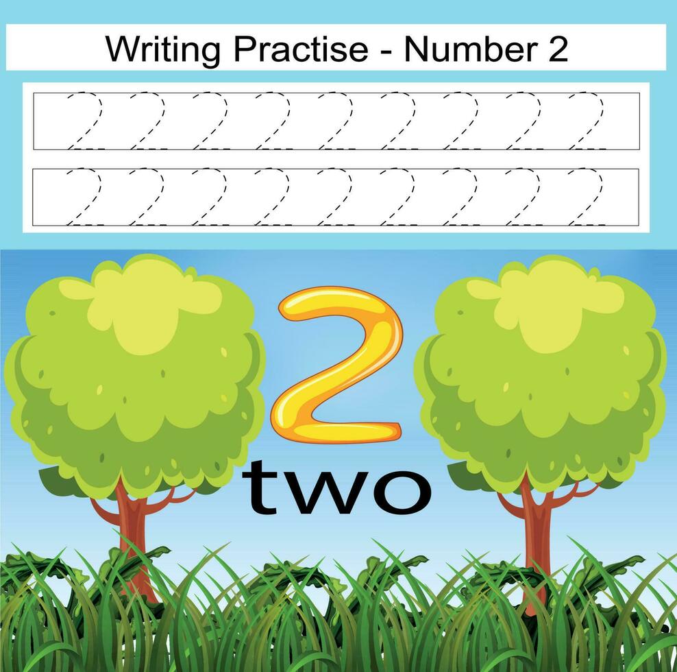 Numbers 1to10, handwriting tracing practice sheet, writing training for children, preschool activity, educational game, math printable worksheet, learning to count, vector illustration Earth Day items